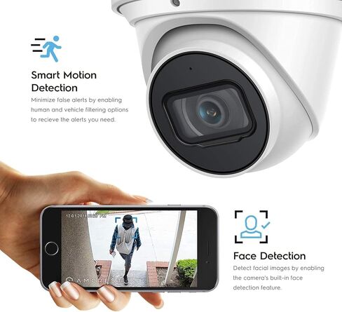 Amcrest 4K POE Camera AI Human/Vehicle Detection, UltraHD 8MP Outdoor Security Turret POE IP Camera, 3840x2160, 4K @30fps, IP67 Weatherproof, MicroSD, Built in Mic, White (IP8M-T2669EW-AI) in Kuwait