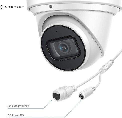 Amcrest 4K POE Camera AI Human/Vehicle Detection, UltraHD 8MP Outdoor Security Turret POE IP Camera, 3840x2160, 4K @30fps, IP67 Weatherproof, MicroSD, Built in Mic, White (IP8M-T2669EW-AI) in Kuwait