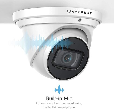 Amcrest 4K POE Camera AI Human/Vehicle Detection, UltraHD 8MP Outdoor Security Turret POE IP Camera, 3840x2160, 4K @30fps, IP67 Weatherproof, MicroSD, Built in Mic, White (IP8M-T2669EW-AI) in Kuwait