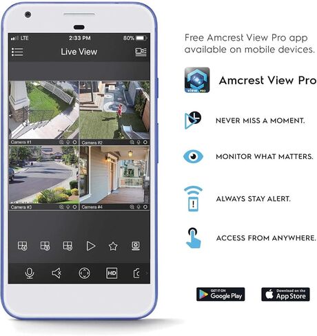 Amcrest 4K POE Camera AI Human/Vehicle Detection, UltraHD 8MP Outdoor Security Turret POE IP Camera, 3840x2160, 4K @30fps, IP67 Weatherproof, MicroSD, Built in Mic, White (IP8M-T2669EW-AI) in Kuwait