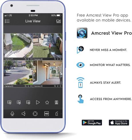 Amcrest 4K POE Camera AI Human/Vehicle Detection, UltraHD 8MP Outdoor Security Turret POE IP Camera, 3840x2160, 4K @30fps, IP67 Weatherproof, MicroSD, Built in Mic, White (IP8M-T2669EW-AI) in Kuwait