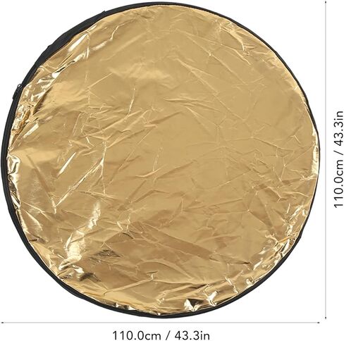 5 in 1 Photography Reflector Collapsible Light Reflector with Carrying Case, Portable Round Multi Disc Lighting Reflector for Studio Photography, Translucent Silver Gold White Black (110cm) in Kuwait