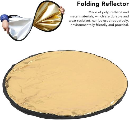 5 in 1 Photography Reflector Collapsible Light Reflector with Carrying Case, Portable Round Multi Disc Lighting Reflector for Studio Photography, Translucent Silver Gold White Black (110cm) in Kuwait