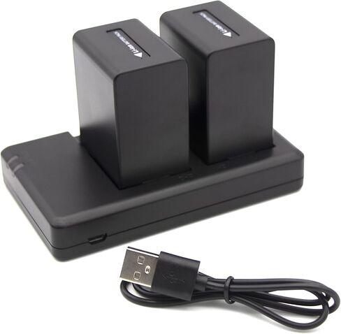 TAKOCI Rechargeable Battery Pack NP-FV100A NP-FV100 with 2 Compatible Batteries and LCD USB Dual Charger 7.3V / 2700mAh in Kuwait