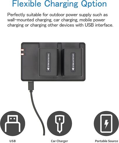 TAKOCI Rechargeable Battery Pack NP-FV100A NP-FV100 with 2 Compatible Batteries and LCD USB Dual Charger 7.3V / 2700mAh in Kuwait