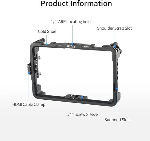 Nitze Cage for PortKeys LH5P / LH5P II 5.5" Monitor with Sunhood and HDMI Cable Clamp - JT-I01B in Saudi Arabia