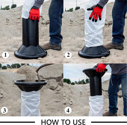 Sandbag Filling Tool with 14 x 26 White Woven Empty Polypropylene Sandbags - UV Protection - Heavy Duty Sandbags for Flooding (4 Plastic Funnels, 50 Sandbags) in Kuwait