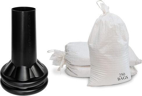 Sandbag Filling Tool with 14 x 26 White Woven Empty Polypropylene Sandbags - UV Protection - Heavy Duty Sandbags for Flooding (2 Plastic Funnels, 100 Sandbags) in Saudi Arabia