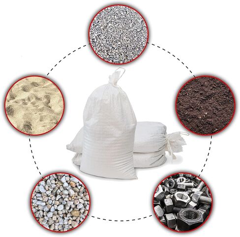 Sandbag Filling Tool with 14 x 26 White Woven Empty Polypropylene Sandbags - UV Protection - Heavy Duty Sandbags for Flooding (2 Plastic Funnels, 100 Sandbags) in Saudi Arabia
