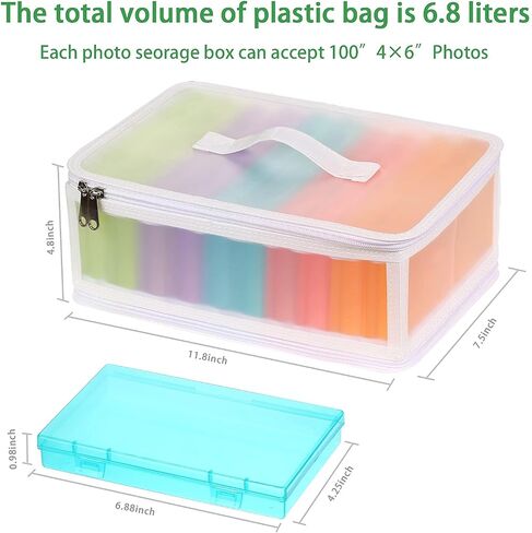 Gbivbe Photo Storage Bag 4x6, 10 Inner Large Photo Storage Box Photo Cases Store up to 1000 Photos, Photo Organizer Cards Craft Keeper with Handle for Photo Puzzles Cards Seed Packets (White) in Saudi Arabia