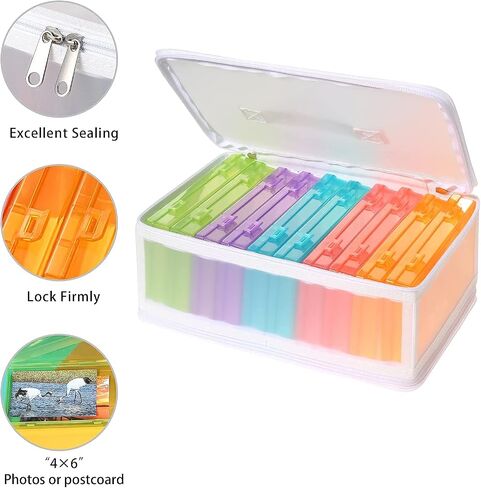 Gbivbe Photo Storage Bag 4x6, 10 Inner Large Photo Storage Box Photo Cases Store up to 1000 Photos, Photo Organizer Cards Craft Keeper with Handle for Photo Puzzles Cards Seed Packets (White) in Saudi Arabia