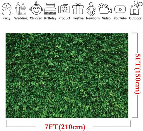 LYWYGG 5X3FT Green Leaves Photography Backdrops Mmicrofiber Nature Backdrop Birthday Background for Birthday Party Seamless Photo Booth Prop Backdrop CP-87-0503 in Kuwait