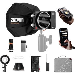 Zhiyun Molus X100 Pro 100W Led Video Studio Light 2700K~6500K مع بطارية مقبض، محول تركيب ZY إلى Bowens، ZY Softbox، تحكم في تطبيق شبكة بلوتوث للبث المباشر على YouTube، تصوير الفيديو في الهواء الطلق in Kuwait