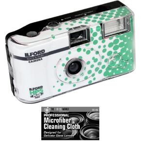 Ilford HP5 35mm B&W One-Time Single-Use Disposable Camera with Flash (ISO-400) - 27 Exposures with Microfiber Cloth in Kuwait