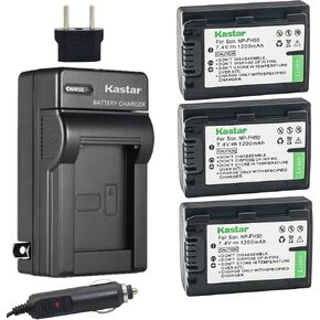 كاستار بطارية (3 قطع) + شاحن لسوني NP-FH50، NP-FH40، NP-FH30 وDSLR-A230، DSLR-A330، DSLR-A290، DSLR-A380، DSLR-A390، HDR-TG1E، HDR-TG3، HDR-TG5، HDR-TG7، DSC-HX1، DSC-HX2 0000000 اتش اكس 100 فولت in Kuwait