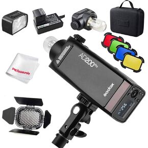 غودوكس AD200 Pro AD200Pro مع BD-07 باب الحظيرة شبكة خلية النحل مجموعة فلتر 4 الوان، 200 واط 2.4G وميض فلاش 1/8000 HSS، 500 فلاش طاقة كاملة، 0.01-2.1 ثانية، بطارية 2900mAh in Kuwait