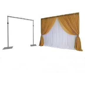 Portable Pipe and Drape Heavy Duty Backdrop Stand, ADJ Metal Frame and Heavy Metal Base for Wedding, Birthday Party, Photography Backdrop(Tall-10FT & 2*CrossBar-10FT & 3" Hangers) in Saudi Arabia