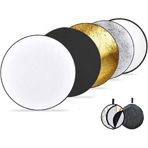 Camera Lighting Reflector Photo Light Reflector Photography Kit, Collapsible Multi-Disc 5-in-1 Translucent Silver Gold White and Black Diffuser with Bag for Studio Outdoor Lighting in Saudi Arabia
