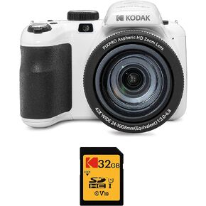 كاميرا رقمية Kodak PIXPRO AZ425 Astro Zoom 20 ميجابكسل مع تكبير بصري 42x (أبيض) حزمة مع بطاقة SD كوداك 32 جيجابايت (عنصران) in Kuwait