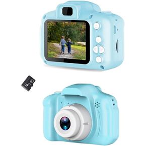 Full 1080P Kids Selfie HD Compact Digital Photo and Video Rechargeable Camera with 32GB TF Card & 2" LCD Screen and Micro USB Charging Drop Proof Blue (Blue) in Saudi Arabia