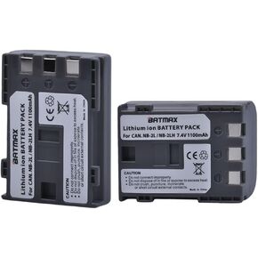 Batmax Pack of 2 NB-2L/NB-2LH High-Capacity Replacement Batteries for Canon Digital Rebel XT, XTi, EOS 350D, 400D Digital Cameras in Kuwait