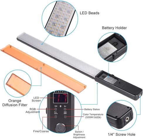 YONGNUO YN360 Handheld LED Video Light 3200k 5500k RGB Colorful Stick Professional Photo LED Stick in Saudi Arabia