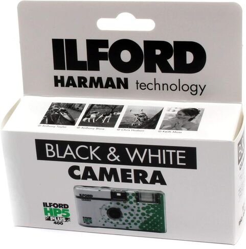 Ilford HP5 35mm B&W One-Time Single-Use Disposable Camera with Flash (ISO-400) - 27 Exposures with Microfiber Cloth in Kuwait