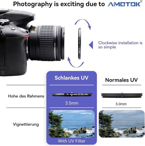 62mm Ultra-Slim UV Camera Filter,16 Multi-Layer Coated HD/Waterproof/Scratch Resistant UV Filter with,Optical Glass+Aluminum Alloy Frame for Any 62mm Camera Lens in Saudi Arabia