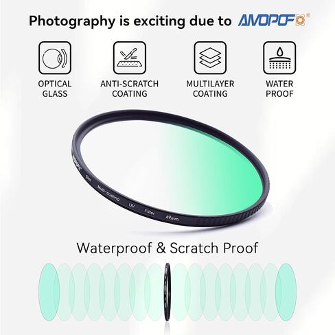 49mm MC UV Camera Filter,16 Multi-Layer Coated HD/Waterproof/Scratch Resistant UV Filter with,Ultra-Slim UV Filter for 49mm Camera Lens in Saudi Arabia