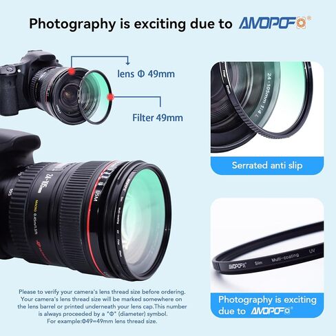 49mm MC UV Camera Filter,16 Multi-Layer Coated HD/Waterproof/Scratch Resistant UV Filter with,Ultra-Slim UV Filter for 49mm Camera Lens in Saudi Arabia