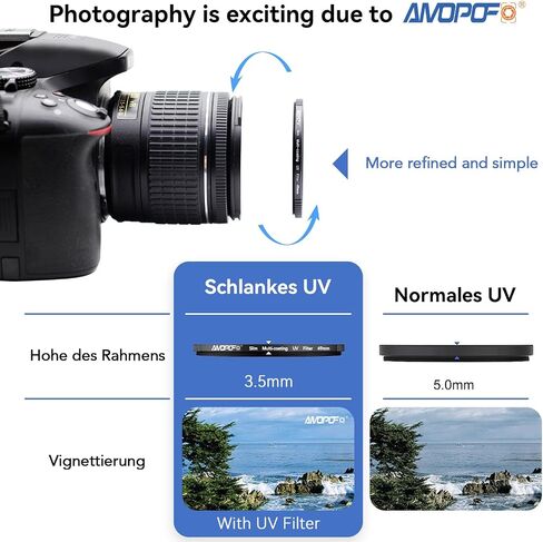 49mm MC UV Camera Filter,16 Multi-Layer Coated HD/Waterproof/Scratch Resistant UV Filter with,Ultra-Slim UV Filter for 49mm Camera Lens in Saudi Arabia
