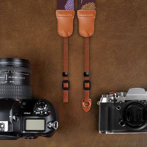 Padwa Lifestyle Blue Wave Camera Strap - 2" Cowhide Leather Head Cotton Camera Straps for Photographers,Vintage Japanese Art Print Adjustable Neck & Shoulder Strap for ALL DSLR/SLR Cameras in Saudi Arabia