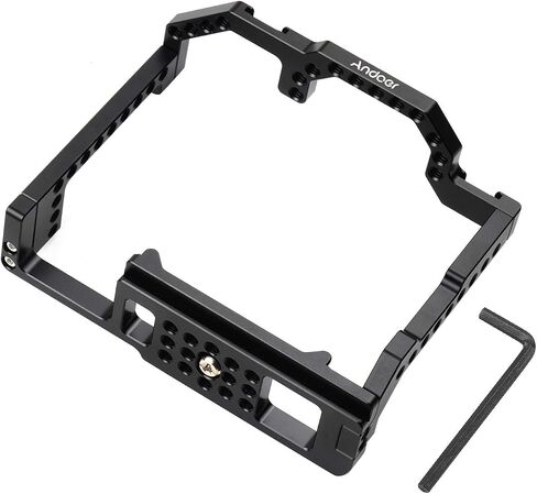 Andoer Camera Cage Aluminum Alloy with Dual Cold Shoe Mount 1/4 Inch Screw Compatible with Canon EOS 90D/80D/70D DSLR Camera in Saudi Arabia