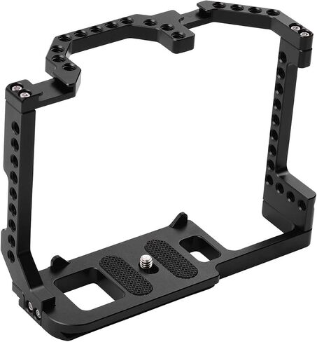 Andoer Camera Cage Aluminum Alloy with Dual Cold Shoe Mount 1/4 Inch Screw Compatible with Canon EOS 90D/80D/70D DSLR Camera in Saudi Arabia