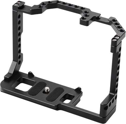 Andoer Camera Cage Aluminum Alloy with Dual Cold Shoe Mount 1/4 Inch Screw Compatible with Canon EOS 90D/80D/70D DSLR Camera in Saudi Arabia