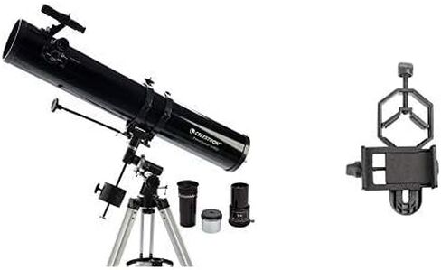 تلسكوب سيليسترون 21045 114 ملم PowerSeeker EQ الاستوائي مع محول الهاتف الذكي الأساسي 1.25 بوصة، التقط اكتشافاتك in Saudi Arabia