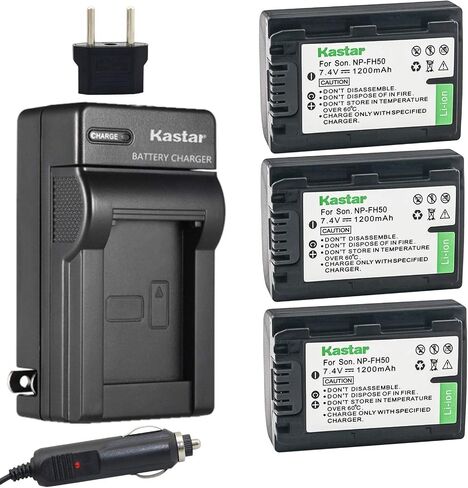 كاستار بطارية (3 قطع) + شاحن لسوني NP-FH50، NP-FH40، NP-FH30 وDSLR-A230، DSLR-A330، DSLR-A290، DSLR-A380، DSLR-A390، HDR-TG1E، HDR-TG3، HDR-TG5، HDR-TG7، DSC-HX1، DSC-HX2 0000000 اتش اكس 100 فولت in Kuwait