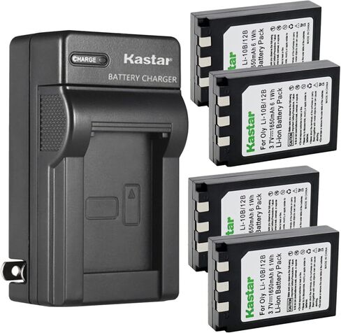 Kastar Battery and AC Wall Charger Replacement for Olympus Li-10B, Li-12B Battery, Olympus Li-10C, Li-10CN Charger, Camedia X-2, X-3, X-500, IR-500, FE-200 Camera in Kuwait