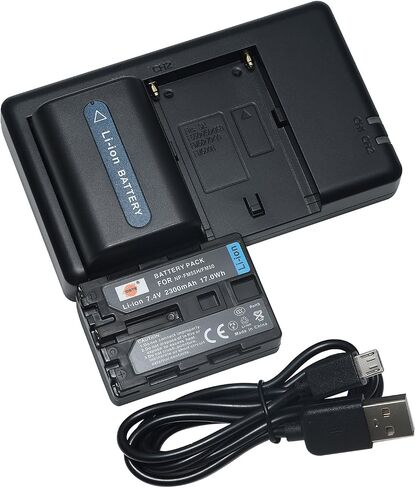 DSTE 2 Pack NP-FM50 Battery + Rapid Dual USB Charger Compatible for Sony CCD-FRV DCR-PC DCR-TRV DCR-DVD DSR-PDX GV HVL Series Camera as NP-FM30 NP-FM51 QM50 QM51 FM55H in Saudi Arabia