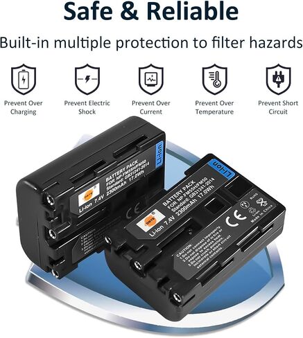 DSTE 2 Pack NP-FM50 Battery + Rapid Dual USB Charger Compatible for Sony CCD-FRV DCR-PC DCR-TRV DCR-DVD DSR-PDX GV HVL Series Camera as NP-FM30 NP-FM51 QM50 QM51 FM55H in Saudi Arabia
