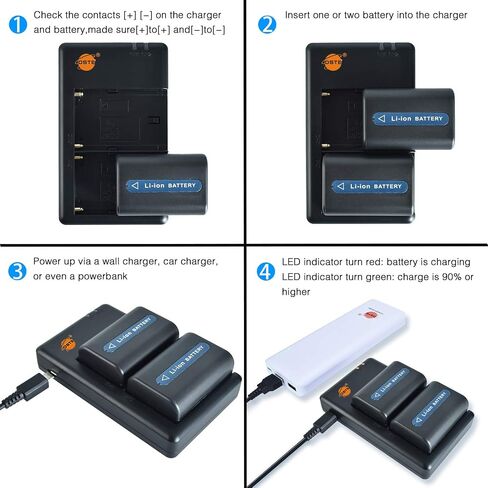 DSTE 2 Pack NP-FM50 Battery + Rapid Dual USB Charger Compatible for Sony CCD-FRV DCR-PC DCR-TRV DCR-DVD DSR-PDX GV HVL Series Camera as NP-FM30 NP-FM51 QM50 QM51 FM55H in Saudi Arabia