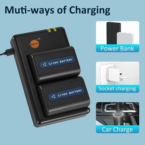 DSTE 2 Pack NP-FM50 Battery + Rapid Dual USB Charger Compatible for Sony CCD-FRV DCR-PC DCR-TRV DCR-DVD DSR-PDX GV HVL Series Camera as NP-FM30 NP-FM51 QM50 QM51 FM55H in Saudi Arabia