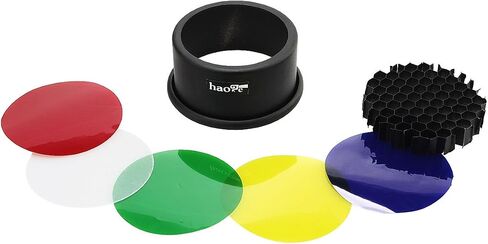 Haoge Metal Conical Snoot with Honeycomb Grid and Color Gel Filter Kit for Balcar Paul C Buff AlienBees Alien Bees Einstein White Lightning Studio Strobe Monolight Photography Flash Light in Saudi Arabia