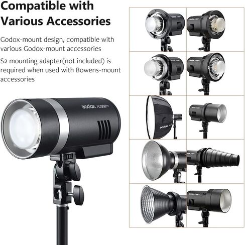 Godox AD300Pro Outdoor Strobe Flash Light, 2.4G Wireless 300Ws TTL 1/8000s 320 Times Full Power Flash Rechargeable Battery Compatible with Canon Nikon Sony FUJIFILM Panasonic Pentax Olympus in Kuwait
