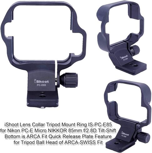 قوس دعم طوق عدسة آي شوت، حلقة تثبيت ثلاثية القوائم CNC لعدسة Nikon PC-E Micro NIKKOR 85 مم f/2.8D ، مدمج نوع Arca-Swiss 46 مم لوحة تحرير سريع لـ Arca Fit Tripod Ball Head in Saudi Arabia