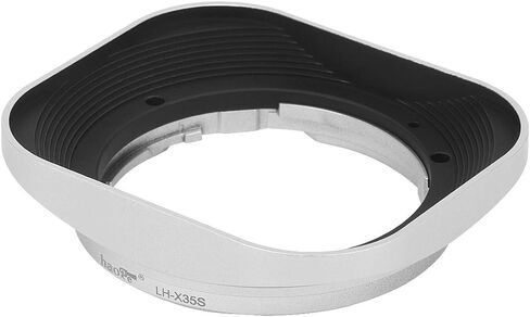 هود عدسة معدنية مربعة من Haoge LH-X35S لعدسة فوجي فيلم فوجي نون XF 35mm F2 R WR XF35mmF2، XF 23mm f2 R WR XF23mmF2 وXC 35mm F2 XC35mmF2 استبدال العدسات LH-XF35-2 الفضة in Saudi Arabia