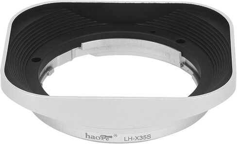 هود عدسة معدنية مربعة من Haoge LH-X35S لعدسة فوجي فيلم فوجي نون XF 35mm F2 R WR XF35mmF2، XF 23mm f2 R WR XF23mmF2 وXC 35mm F2 XC35mmF2 استبدال العدسات LH-XF35-2 الفضة in Saudi Arabia