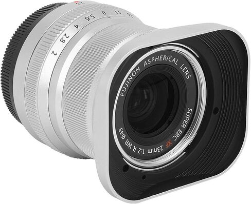 هود عدسة معدنية مربعة من Haoge LH-X35S لعدسة فوجي فيلم فوجي نون XF 35mm F2 R WR XF35mmF2، XF 23mm f2 R WR XF23mmF2 وXC 35mm F2 XC35mmF2 استبدال العدسات LH-XF35-2 الفضة in Saudi Arabia