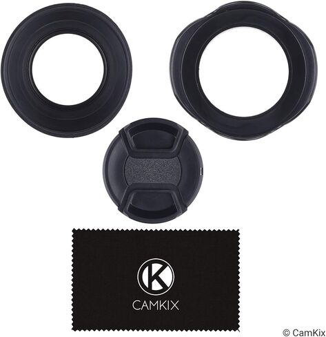58mm Set of 2 Camera Lens Hoods and 1 Lens Cap - Rubber (Collapsible) + Tulip Flower - Sun Shade/Shield - Reduces Lens Flare and Glare - Blocks Excess Sunlight (58 mm, Rubber Hood + Tullip Hood + Cap) in Saudi Arabia