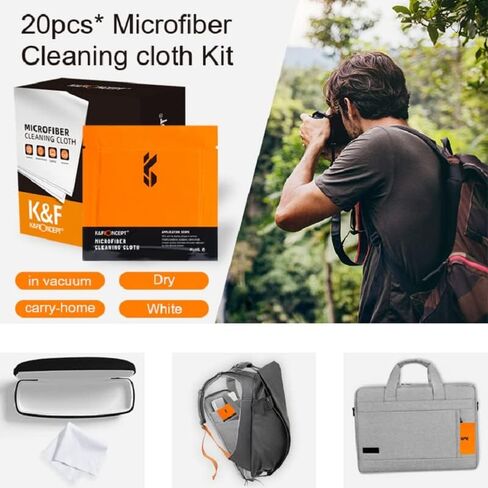 K&F Concept Microfibers Cleaning Cloths 20 Pack - for Smartphones, Tablets, TV, Notebook or Desktop Screen, Display Cabinets, Mirrors, Glass Tables in Kuwait